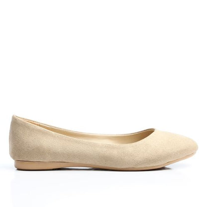 Suede Texture Ballet Flats – Beige