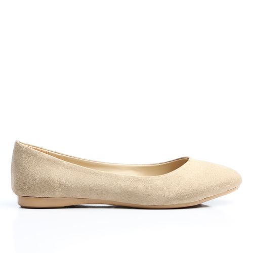 Suede Texture Ballet Flats – Beige