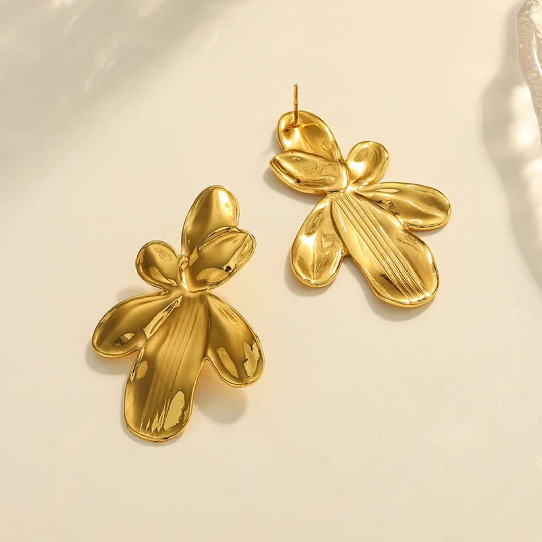Gold-Plated Flower Earrings