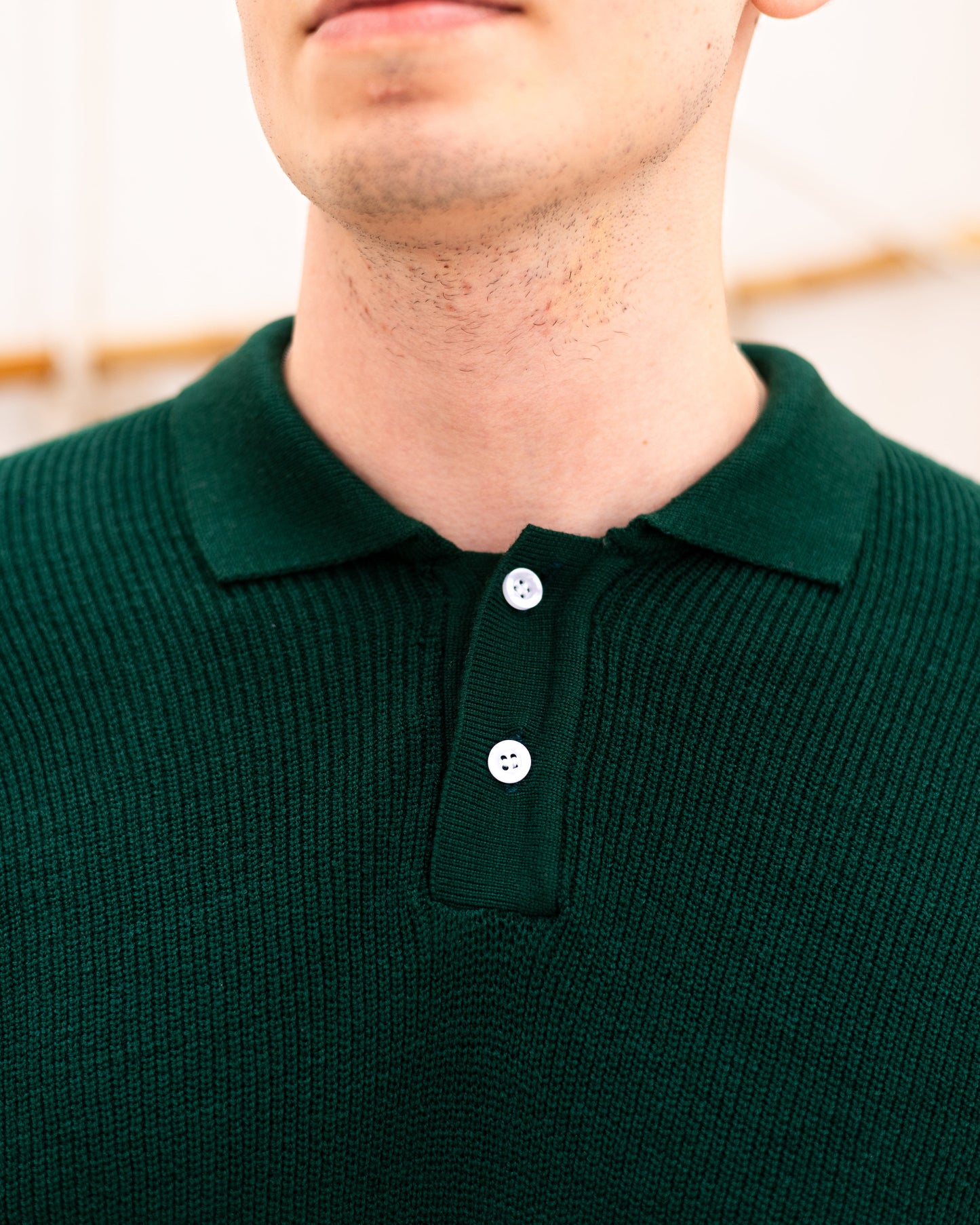Knitted Polo T-Shirt - Emerald Green