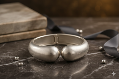 Plated Metal Modern Design Bracelet – Silver