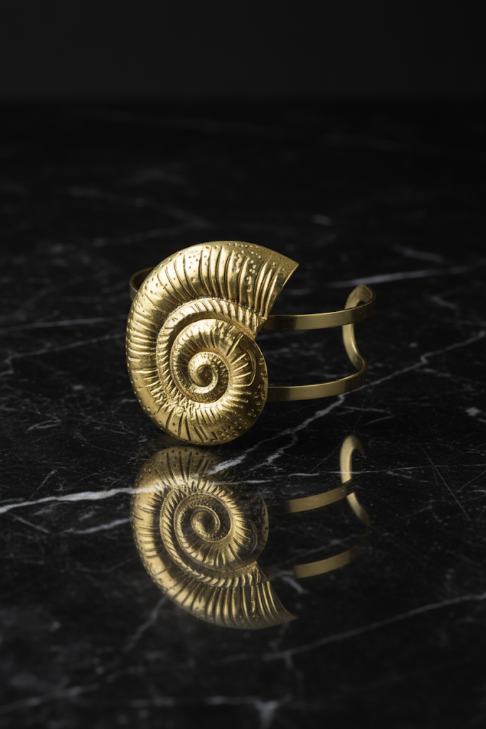 Zinc Alloy Spiral Shell Pattern Bracelet – Gold