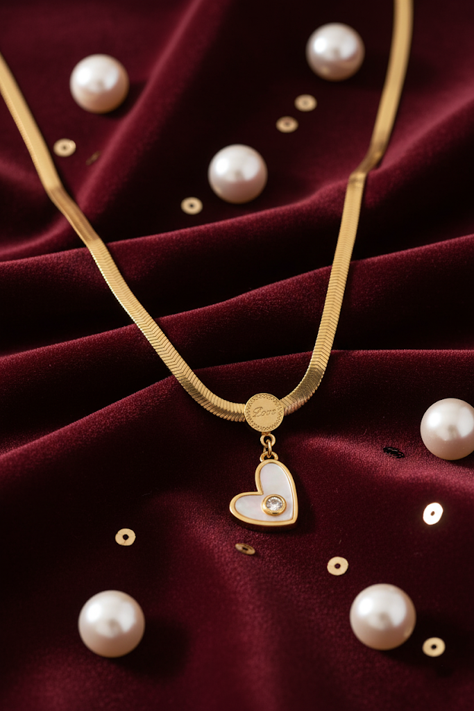 Stainless Steel Heart Pendant Necklace – Gold