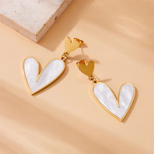 Gold-Plated Stainless Steel Heart Earrings