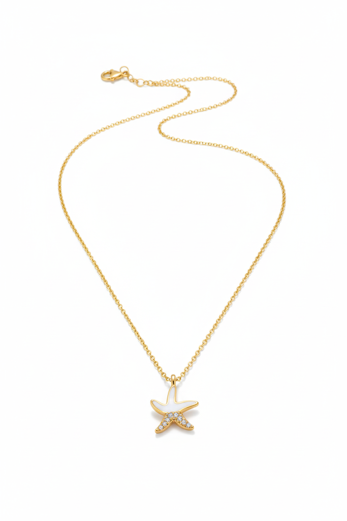 Stainless Steel Starfish Pendant Necklace – Gold
