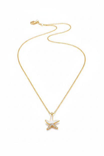 Stainless Steel Starfish Pendant Necklace – Gold