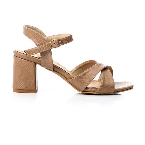 Faux Leather Open-Toe Cut-Out Block Heel Sandal