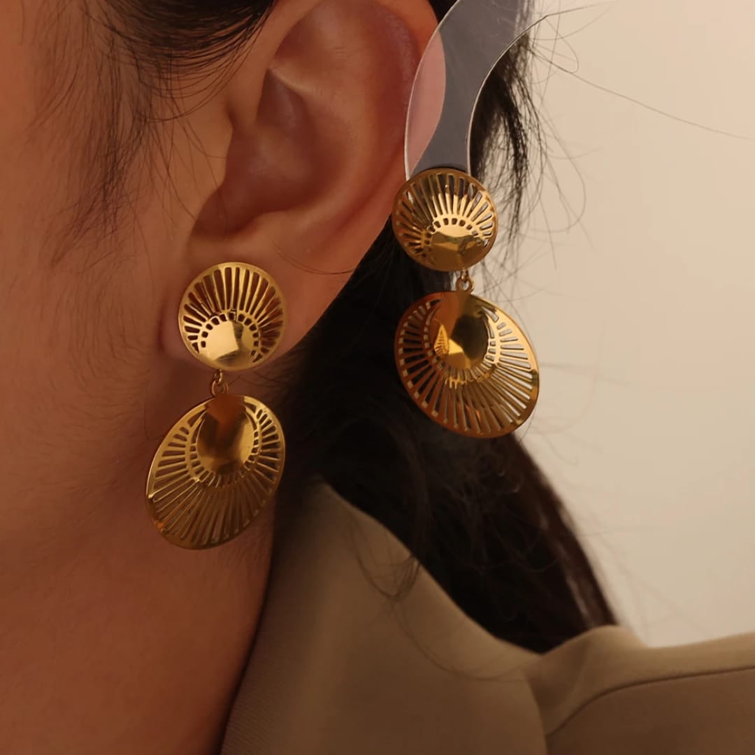 Gold-Plated Circular Design Earrings