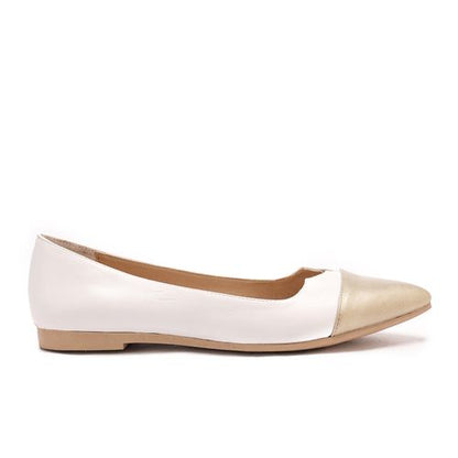 Leather Bi-Tone Ballerina - White