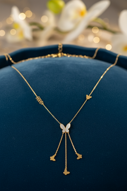 Stainless Steel Butterfly Pendant Necklace – Gold