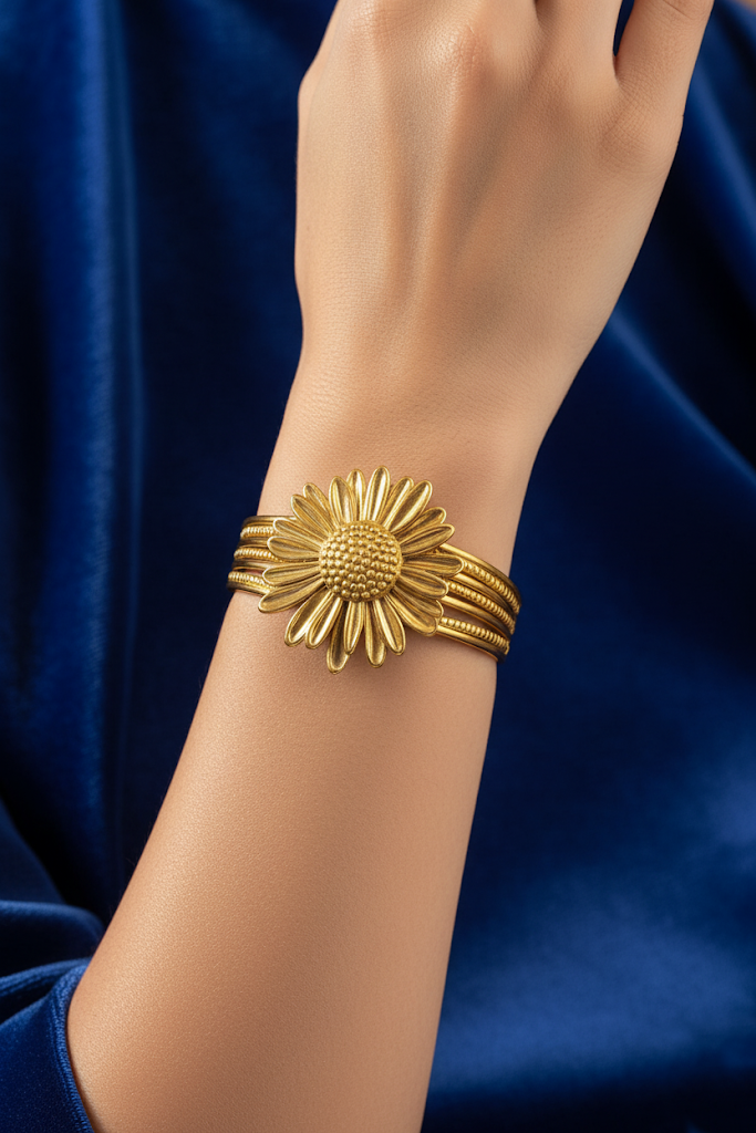 Zinc Alloy Sunflower Design Bracelet – Gold Plated