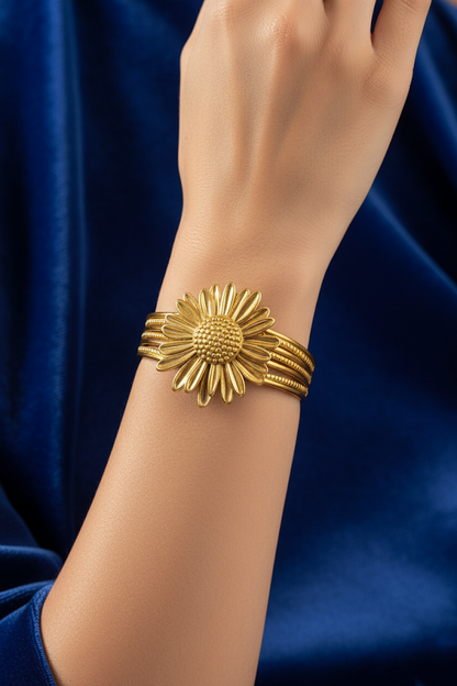 Zinc Alloy Sunflower Design Bracelet – Gold Plated