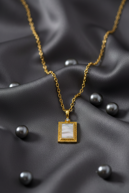 Stainless Steel Rectangle Pendant Necklace – Gold
