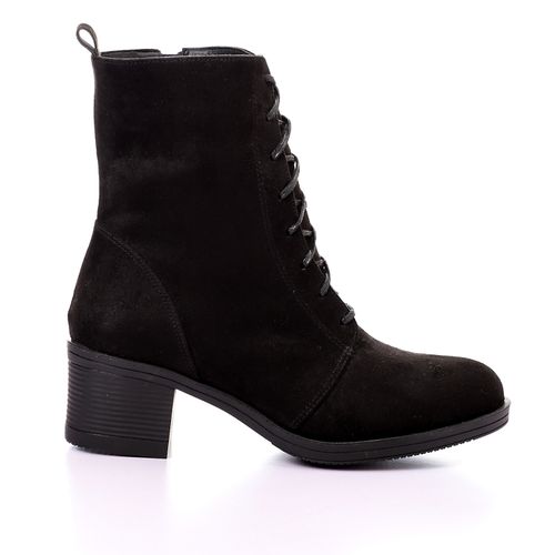 Faux Suede Leather Half Boots - Black