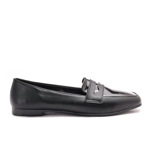 Faux Leather Classic Penny Loafers – Black