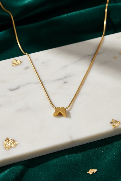 Stainless Steel Butterfly Pendant Necklace – Gold