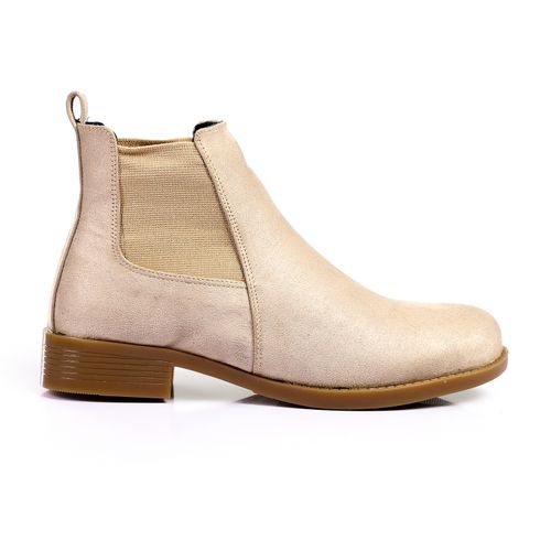 Leather Suede Chelsea Boots - Beige