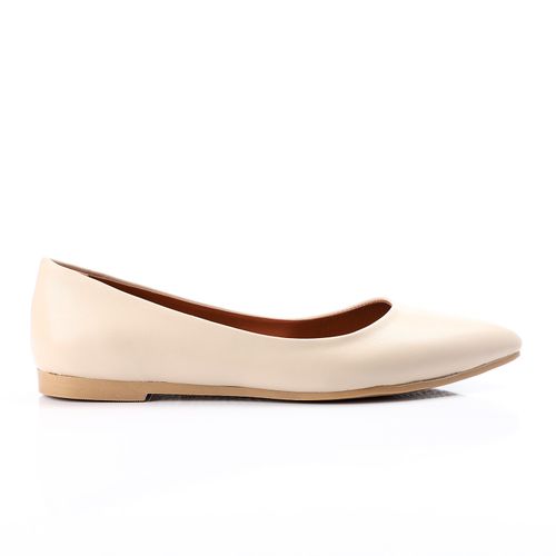 Faux Leather Pointed Toe Ballet Flats – White