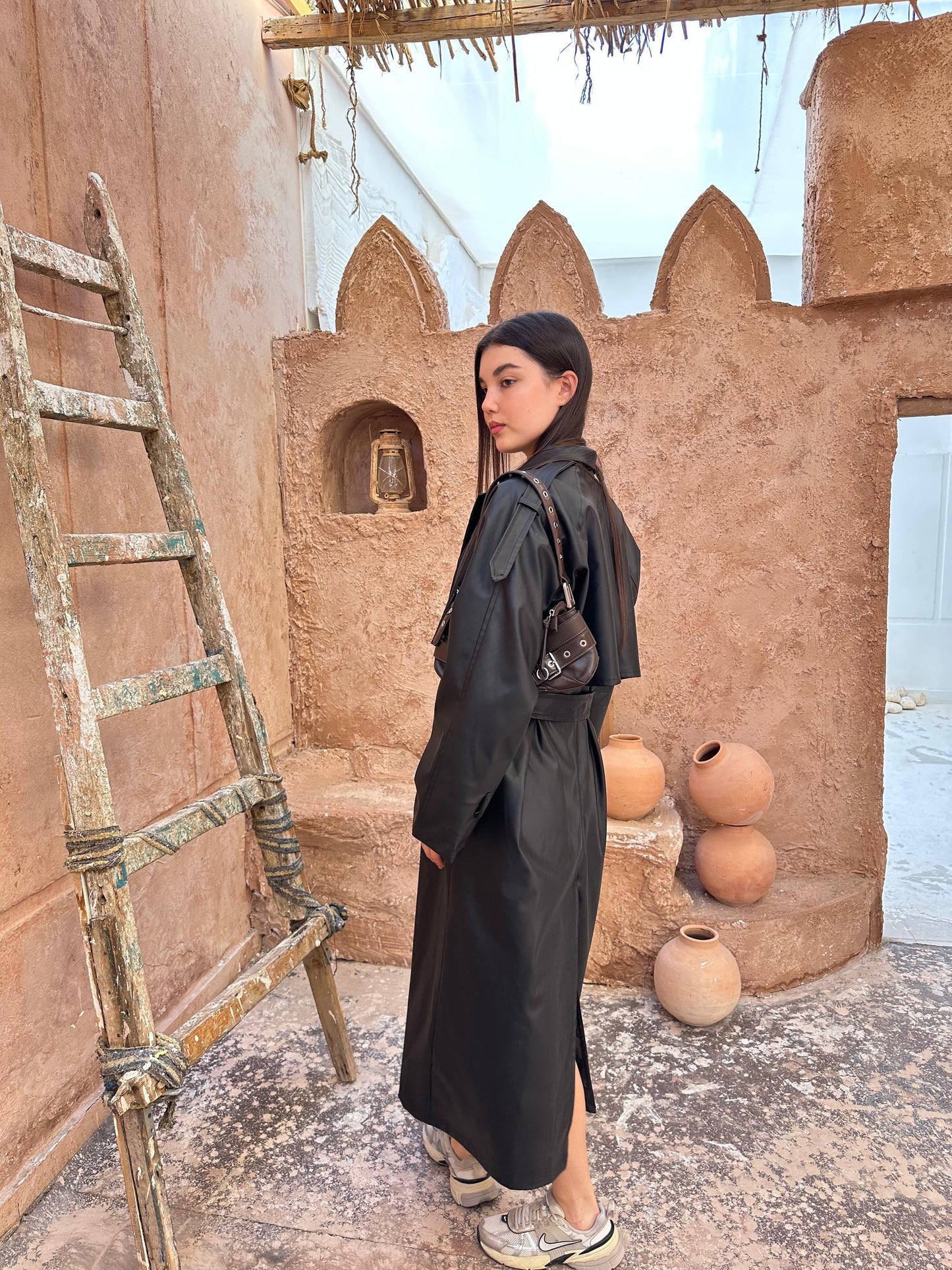 Leather Posh Trench - Black