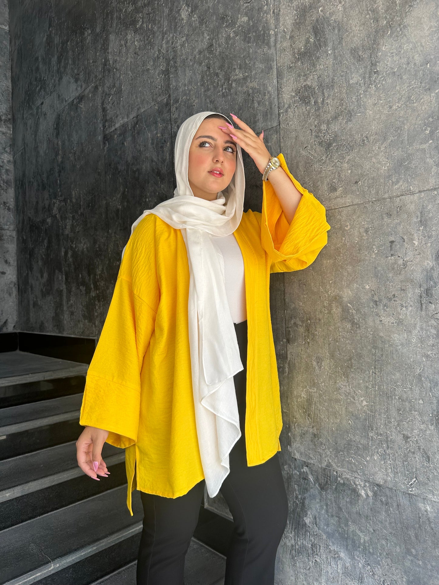 Linen Plain Kimono – Golden Yellow