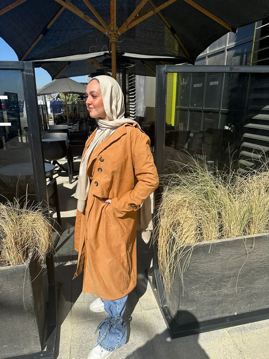 Long Trench Coat-Camel
