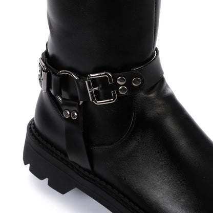 Faux Leather Solid Knee-High Boots - Brown