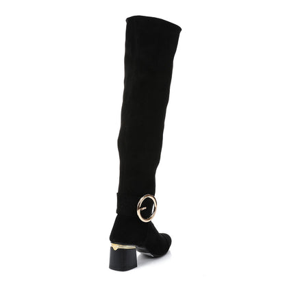 Suede Solid Over-the-Knee Boots – Black