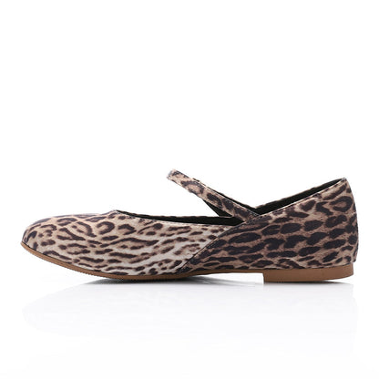 Satin Print Mary Jane Flats - Leopard