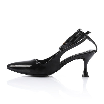 Faux Leather Verne Double Strap Kitten Heels – Black