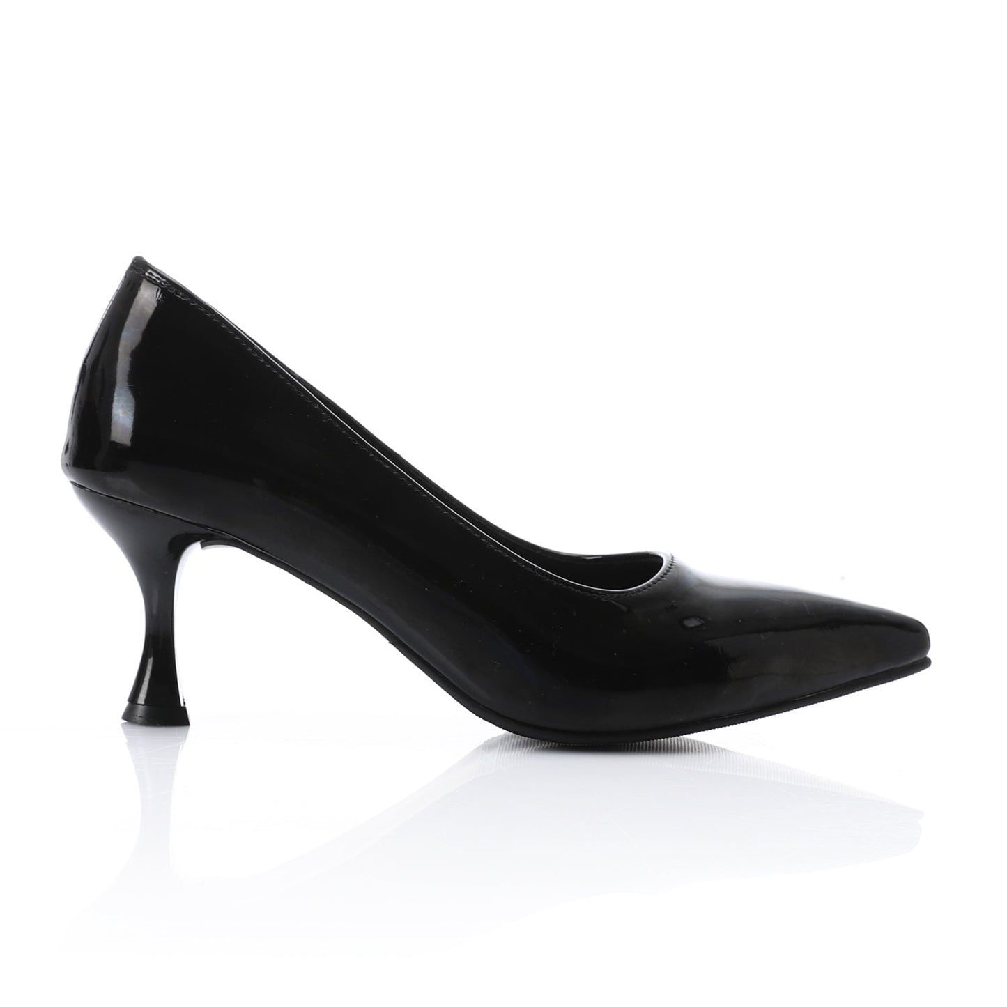 Faux Leather Verne Pointed Toe Kitten Heels – Black