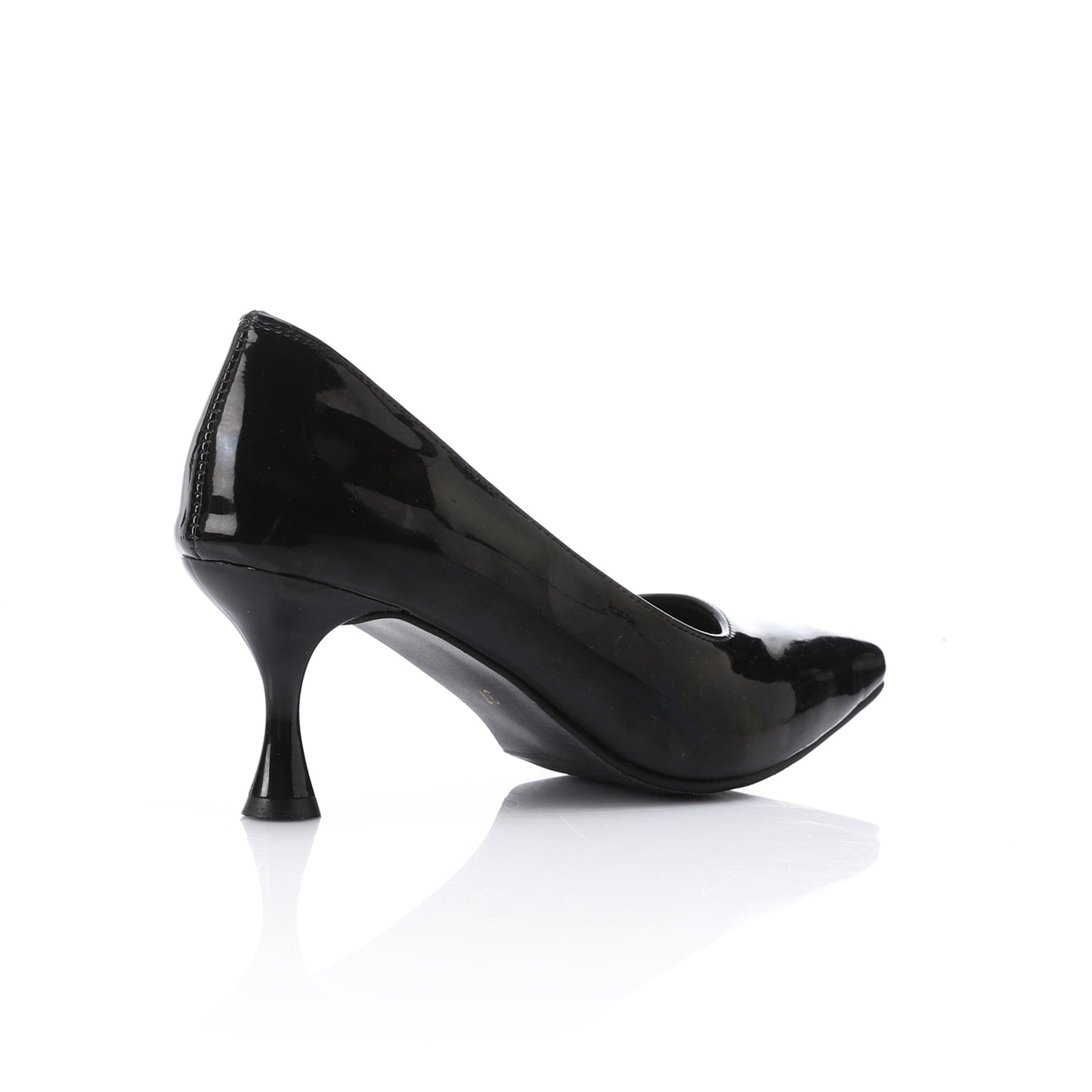 Faux Leather Verne Pointed Toe Kitten Heels – Black