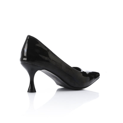 Faux Leather Verne Pointed Toe Kitten Heels – Black