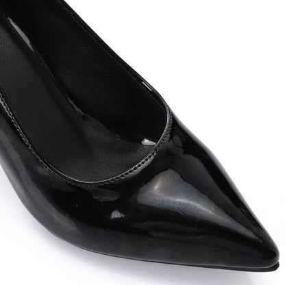 Faux Leather Verne Pointed Toe Kitten Heels – Black