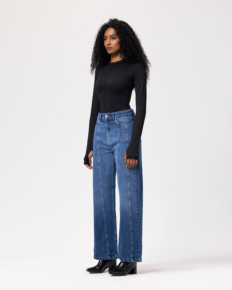 Denim Glint-Flow Pants - Blue