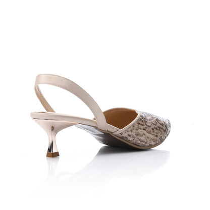 Sequin Reptile-Effect Slingback Kitten Heels – Snake