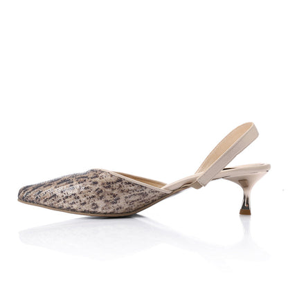 Sequin Reptile-Effect Slingback Kitten Heels – Snake