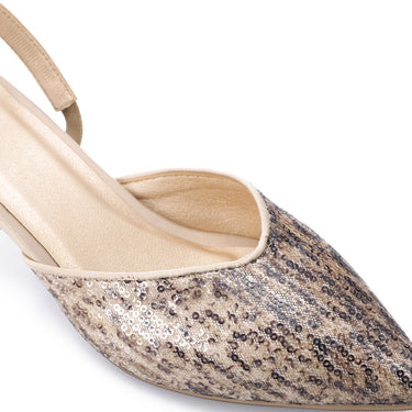 Sequin Reptile-Effect Slingback Kitten Heels – Snake