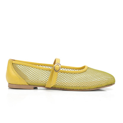 Mesh Ballerina Flats - Yellow