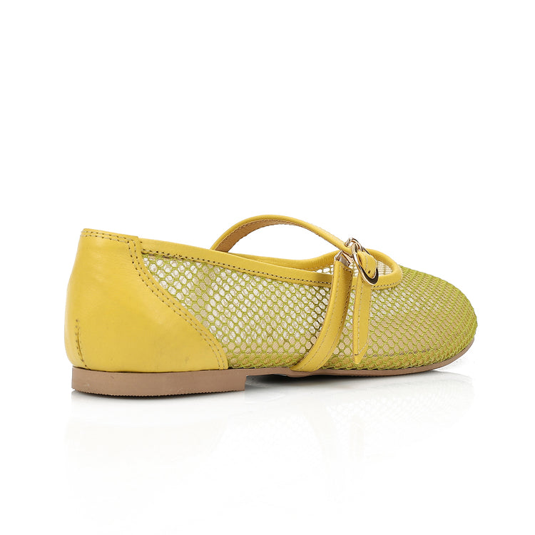 Mesh Ballerina Flats - Yellow