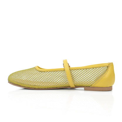 Mesh Ballerina Flats - Yellow