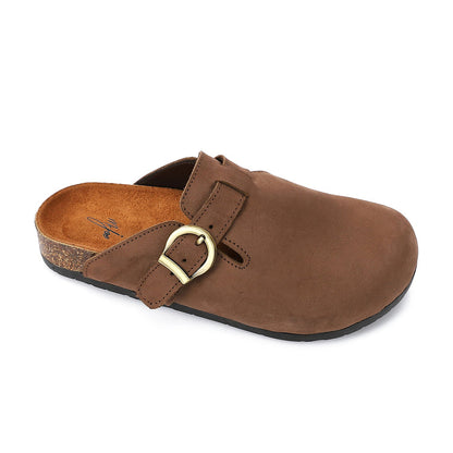 Suede Solid Mule Clogs – Brown