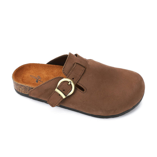 Suede Solid Mule Clogs – Brown