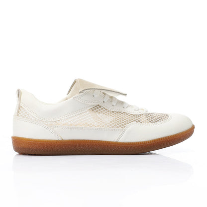 Mesh Faux Leather Sneakers – White