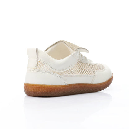 Mesh Faux Leather Sneakers – White