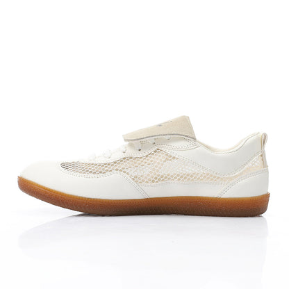 Mesh Faux Leather Sneakers – White