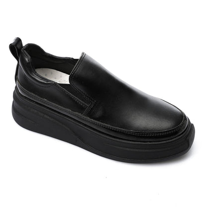 Synthetic Leather Slip-On Sneakers – Black