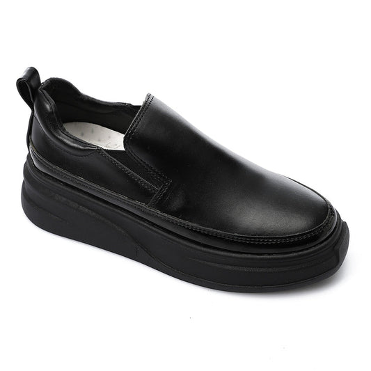 Synthetic Leather Slip-On Sneakers – Black