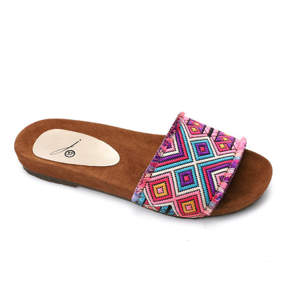 Fabric Patterned Flat Slipper – Multicolor