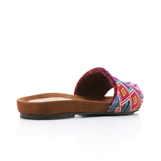 Fabric Patterned Flat Slipper – Multicolor