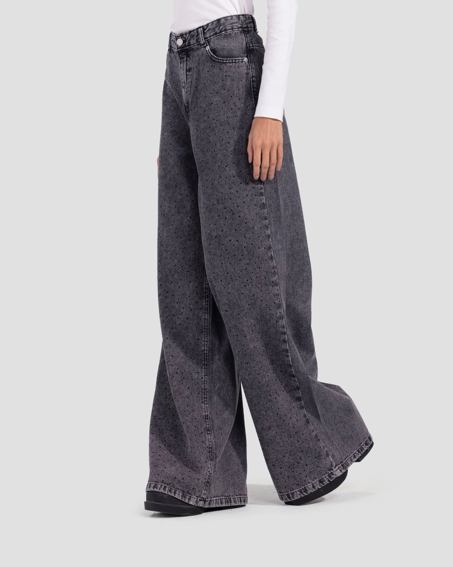 Denim Bling Washed Jeans - Dark Grey